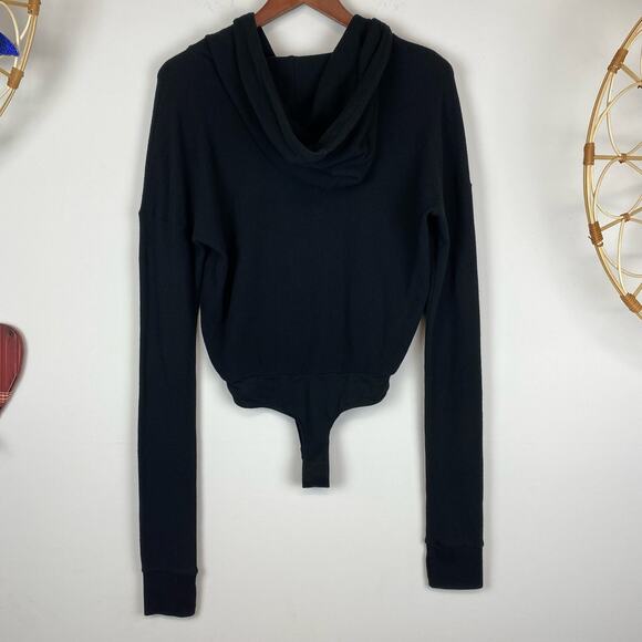 NEW n:PHILANTHROPY Maurita Hooded Waffle Knit Bodysuit In Black Cat Small - Picture 7 of 10